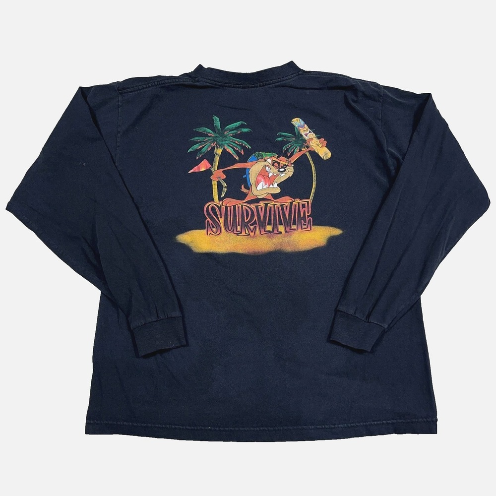 Vintage Looney Tunes Shirt Men Medium Tee Taz Tasmanian Devil 90s Survive Island